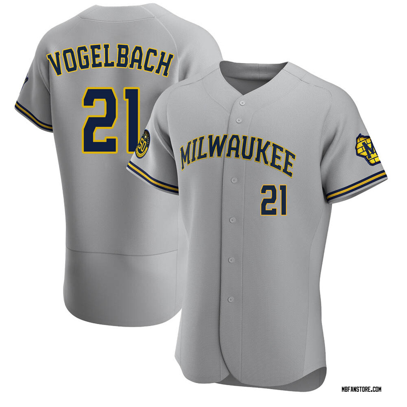 Authentic Daniel Vogelbach Men's Milwaukee Brewers Gray Road Jersey