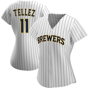 Authentic Rowdy Tellez Women's Milwaukee Brewers White /Navy Alternate Jersey