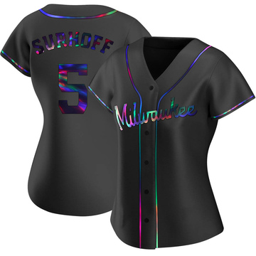 Replica Bj Surhoff Women's Milwaukee Brewers Black Holographic Alternate Jersey