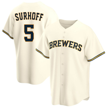 Replica Bj Surhoff Youth Milwaukee Brewers Cream Home Jersey