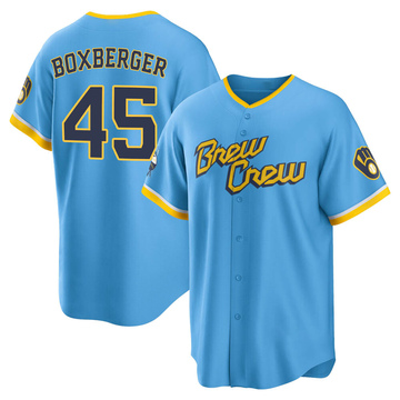 Replica Brad Boxberger Youth Milwaukee Brewers Blue Powder 2022 City Connect Jersey