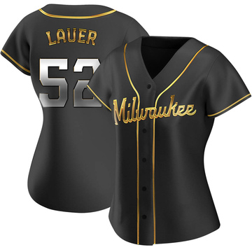 Replica Eric Lauer Women's Milwaukee Brewers Black Golden Alternate Jersey