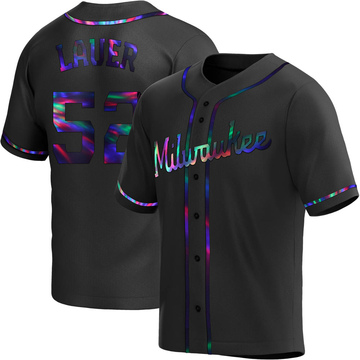Replica Eric Lauer Youth Milwaukee Brewers Black Holographic Alternate Jersey
