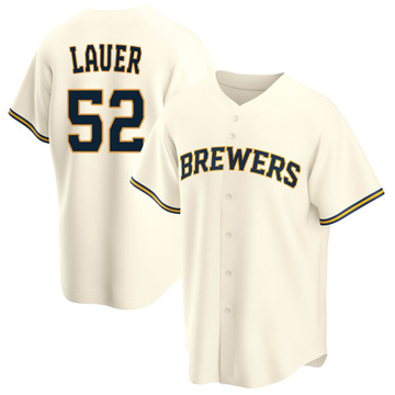 Replica Eric Lauer Youth Milwaukee Brewers Cream Home Jersey