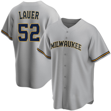 Replica Eric Lauer Youth Milwaukee Brewers Gray Road Jersey