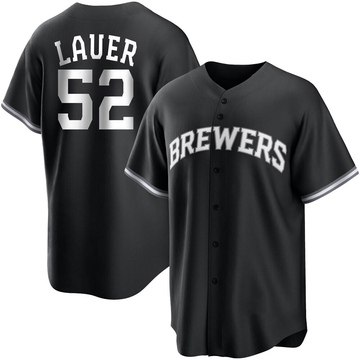 Replica Eric Lauer Youth Milwaukee Brewers White Black/ Jersey