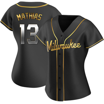 Replica Mark Mathias Women's Milwaukee Brewers Black Golden Alternate Jersey