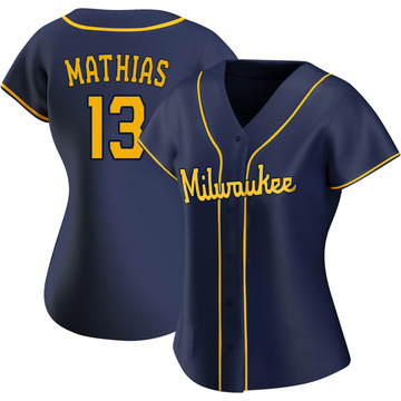 Replica Mark Mathias Women's Milwaukee Brewers Navy Alternate Jersey