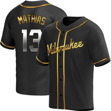 Replica Mark Mathias Youth Milwaukee Brewers Black Golden Alternate Jersey