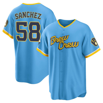Replica Miguel Sanchez Youth Milwaukee Brewers Blue Powder 2022 City Connect Jersey