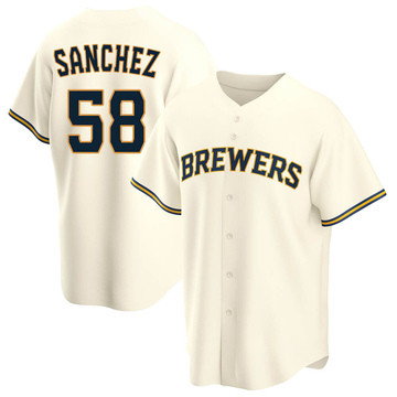 Replica Miguel Sanchez Youth Milwaukee Brewers Cream Home Jersey