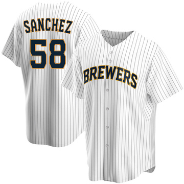 Replica Miguel Sanchez Youth Milwaukee Brewers White Home Jersey