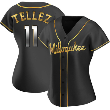 Replica Rowdy Tellez Women's Milwaukee Brewers Black Golden Alternate Jersey